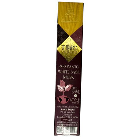 Incienso AROMA Trio Palo Santo, Salvia Blanca y Almizcle - Trio Series 1 cajetilla 15gr.