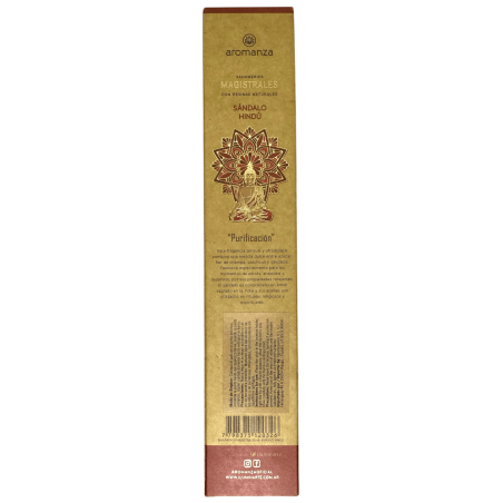 Sahumerios Magistrales Sándalo Hindú Inciensos Aromanza Argentina 8 barritas gruesas con Resinas Naturales - Purificación