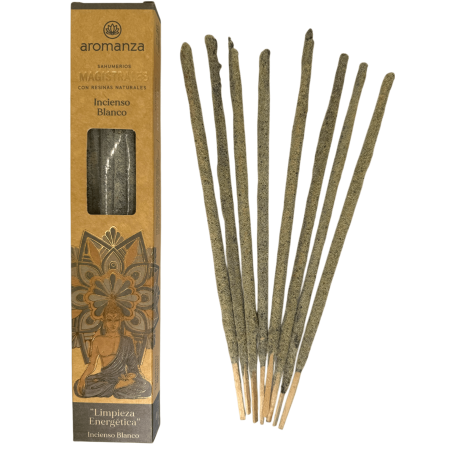 Sahumerios Magistrales Incienso Blanco Inciensos Aromanza Argentina 8 barritas gruesas con Resinas - Limpieza Energética