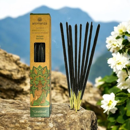 Sahumerios Magistrales Jazmín del País Inciensos Aromanza Argentina 8 barritas gruesas con Resinas Naturales - Gratitud