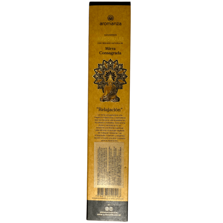 Sahumerios Magistrales Mirra Consagrada Inciensos Aromanza Argentina 8 barritas gruesas con Resinas Naturales - Relajación