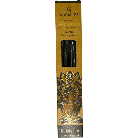 Sahumerios Magistrales Mirra Consagrada Inciensos Aromanza Argentina 8 barritas gruesas con Resinas Naturales - Relajación
