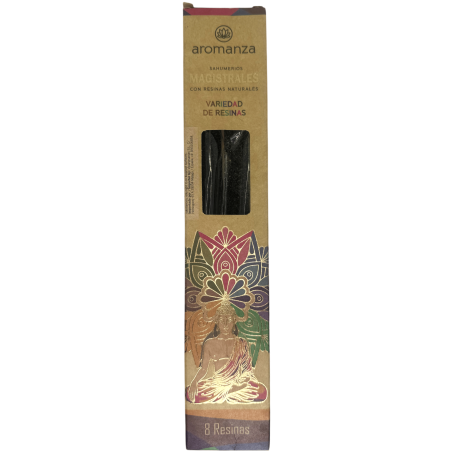 Sahumerios Magistrales Variedad de Resinas Inciensos Aromanza Argentina 8 barritas gruesas con Resinas Naturales - 8 resinas