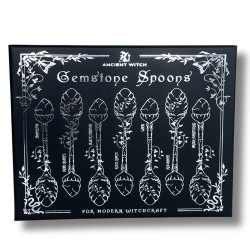 Witch Spoons - Set of 7 Dark Silver Spoons with Gemstones