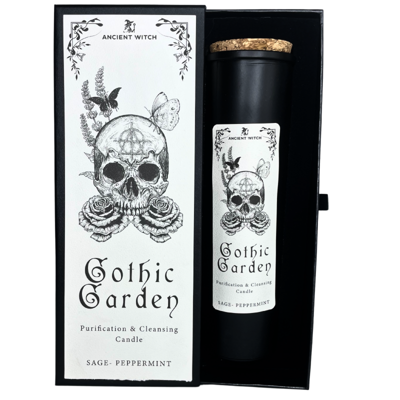 Candele Purificatrici Streghe Antiche - Giardino Gotico - 50h - Salvia e Menta - Purificazione e Pulizia-CANDELE MAGICHE-HOSTENATURA