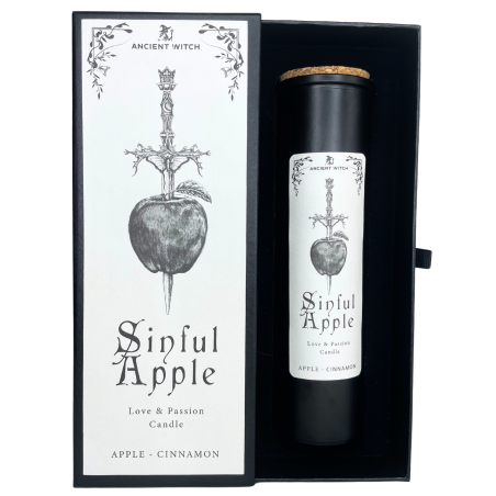Bougies Purifiantes Sorcière Ancienne - Pomme Pécheresse - 50h - Amour et Passion - Pomme et Cannelle