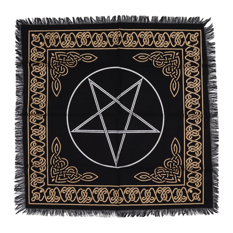 Altar Cloth with Fringes Esoteric Pentagon - 50x50cm-ESOTERICISM-HOSTENATURA