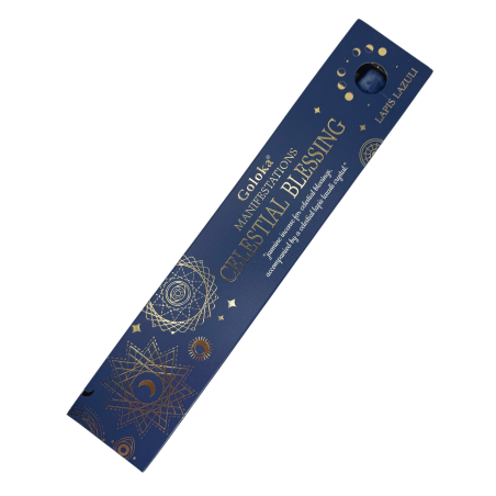 Incienso Goloka Manifestaciones Bendición Celestial Incienso Jazmín con Mineral de Lapis Lazulí - 15gr.