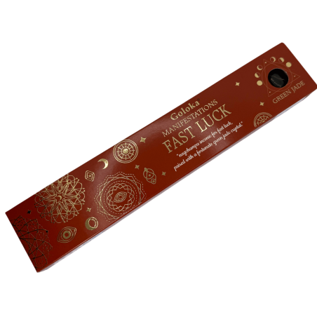 Goloka Manifestations Quick Luck Incense Nag Champa Incense with Green Jade Mineral - 15gr.