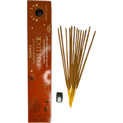 Goloka Manifestations Quick Luck Incense Nag Champa Incense with Green Jade Mineral - 15gr.