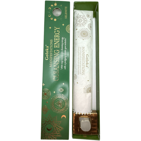 Incienso Goloka Manifestaciones Limpieza de Energía Incienso Salvia Blanca con Mineral de Selenita - 15gr.