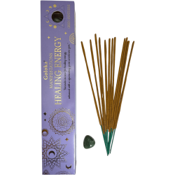 Goloka Incense Healing Energy Manifestations Lavender Incense with Green Aventurine Mineral - 15gr.