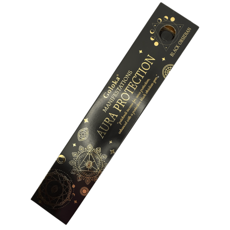Incenso Goloka Manifestazioni Incenso Protezione Aura Patchouli con Minerale di Ossidiana Nera - 15gr.