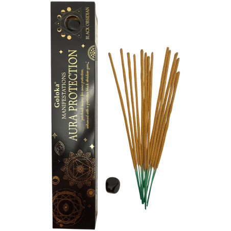 Goloka Incense Manifestations Aura Protection Incense Patchouli with Black Obsidian Mineral - 15gr.