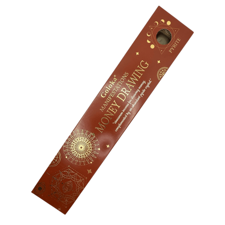 Incenso Manifestações Goloka Atrai Incenso Dinheiro Canela com Mineral Pirita - 15gr.