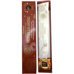 Goloka Incense Manifestations Attracts Money Incense Cinnamon with Pyrite Mineral - 15gr.