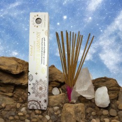 Goloka Incense Manifestations Peace and Harmony Sandalwood Incense with Rock Quartz Mineral - 15gr.