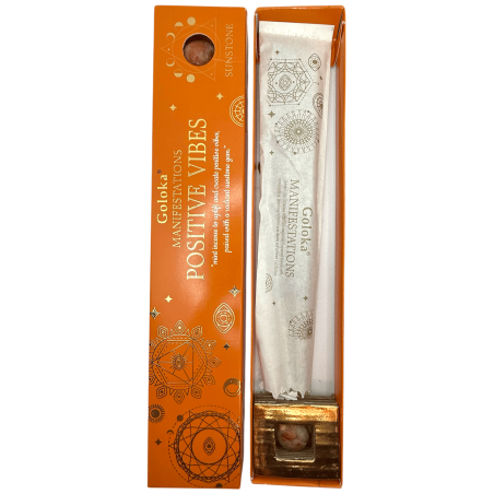 Incenso Goloka Manifestações Positivas de Vibração Incenso de Menta com Mineral Sunstone - 15gr. - Vibrações Positivas