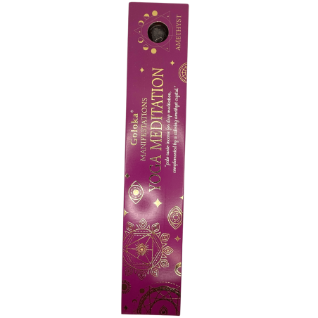 Incienso Goloka Manifestaciones Meditación de Yoga Incienso Palo Santo con Mineral de Amatista - 15gr.