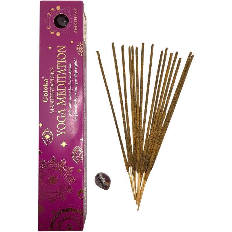 Manifestazioni di Incenso Goloka Meditazione Yoga Incenso Palo Santo con Minerale di Ametista - 15gr.-Manifestazioni dell'incenso Manifestazioni del Goloka con i minerali-HOSTENATURA