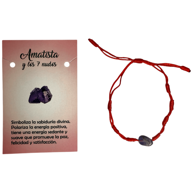 7 Knots Bracelet with Amethyst HOSTENATURA - Positive Energy, Wisdom, Peace and Happiness-7 Knot Bracelets-HOSTENATURA