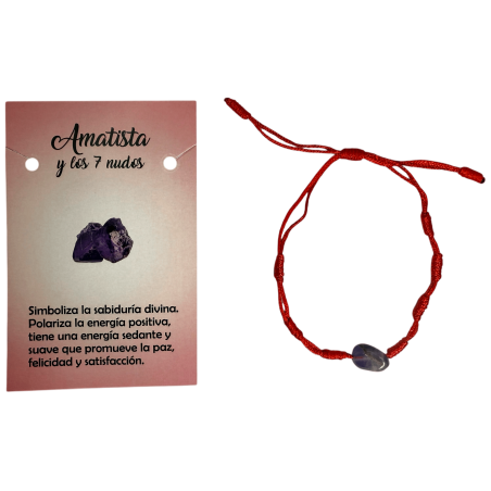 Pulsera 7 Nudos con Amatista HOSTENATURA - Energía Positiva, Sabiduría, Paz y Felicidad