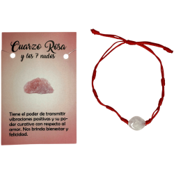 Pulsera 7 Nudos con Cuarzo Rosa HOSTENATURA - Amor, Vibraciones Positivas, Bienestar y Felicidad