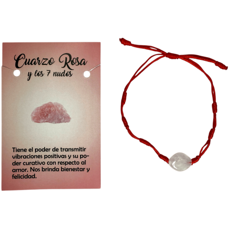 7 Knots Bracelet with Rose Quartz HOSTENATURA - Love, Positive Vibrations, Well-being and Happiness