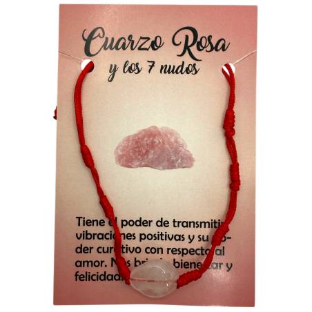 Bracelet 7 Noeuds avec HOSTENATURA Quartz Rose - Amour, Vibrations Positives, Bien-être et Bonheur