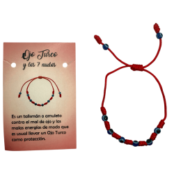 7 Knots Red Bracelet with Turkish Eye HOSTENATURA - Against the evil eye and negative energies