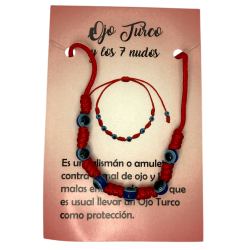 7 Knots Red Bracelet with Turkish Eye HOSTENATURA - Against the evil eye and negative energies