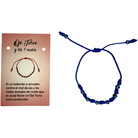 Bracciale Blu 7 Nodi con Occhio Turco HOSTENATURA - Contro il malocchio e le energie negative