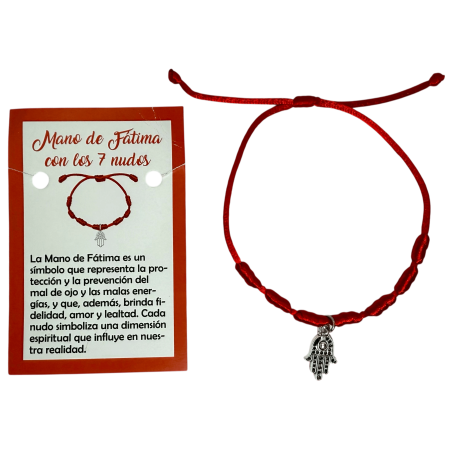 7 Knots Armband med Hand av Fatima / Hamsa HOSTENATURA - Skydd och förebyggande av det onda ögat