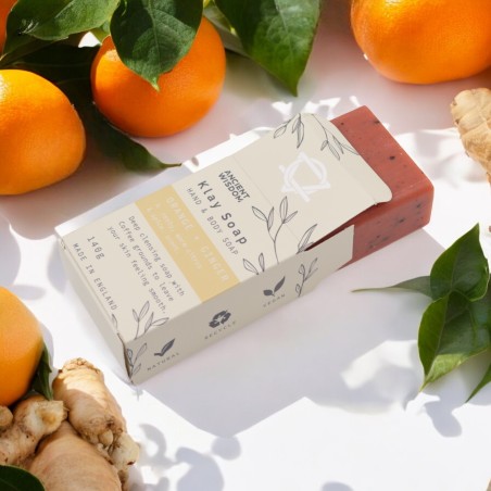 Savon Artisanal à l’Argile Orange et au Gingembre - Agrumes, Rafraîchissant et Revitalisant - 140gr.