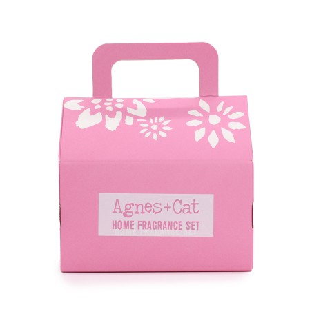 Conjunto de Presente Agnes & Cat Fragrância de Chá e Rosas - Queimador de Óleo, Ceras Aromáticas e Vela de Chá