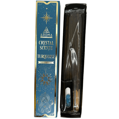 Encens Turquoise AROMA Smudge Kit Encens Cristal - Bâtonnets d’encens minéraux - 1 boite de 20gr.