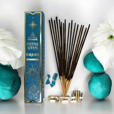Incienso Turquesa AROMA Smudge Kit Incienso Crystal - Barritas de incienso con minerales - 1 cajita de 20gr.