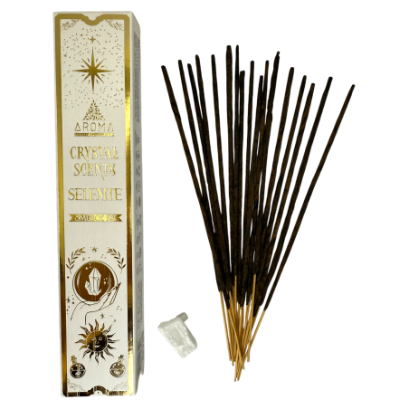 Selenit Räucherstäbchen AROMA Räucherstäbchen Kit Kristall - Räucherstäbchen mit Mineralien - 1 Schachtel mit 20gr.