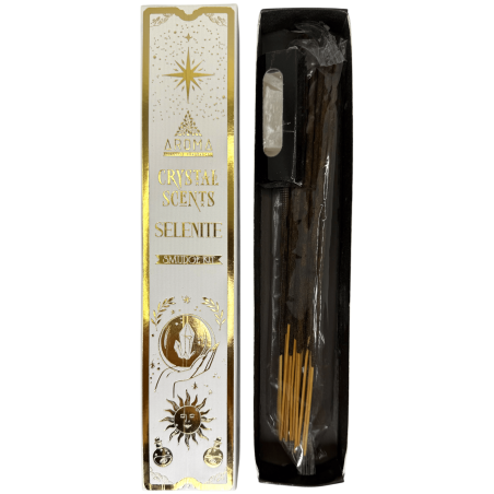 Selenit Räucherstäbchen AROMA Räucherstäbchen Kit Kristall - Räucherstäbchen mit Mineralien - 1 Schachtel mit 20gr.