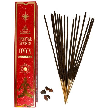 Encens Onyx AROMA Smudge Kit Encens Cristal - Bâtonnets d’encens minéraux - 1 boite de 20gr.