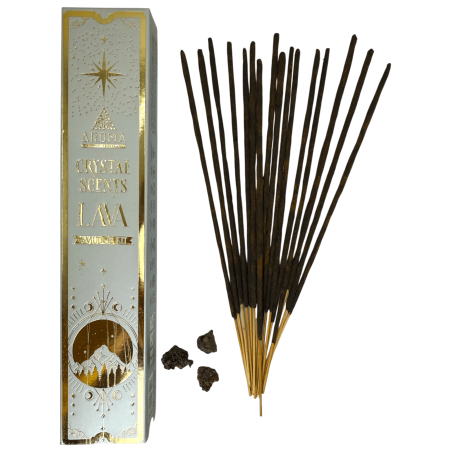 Incienso Lava AROMA Smudge Kit Incienso Crystal - Barritas de incienso con minerales - 1 cajita de 20gr.