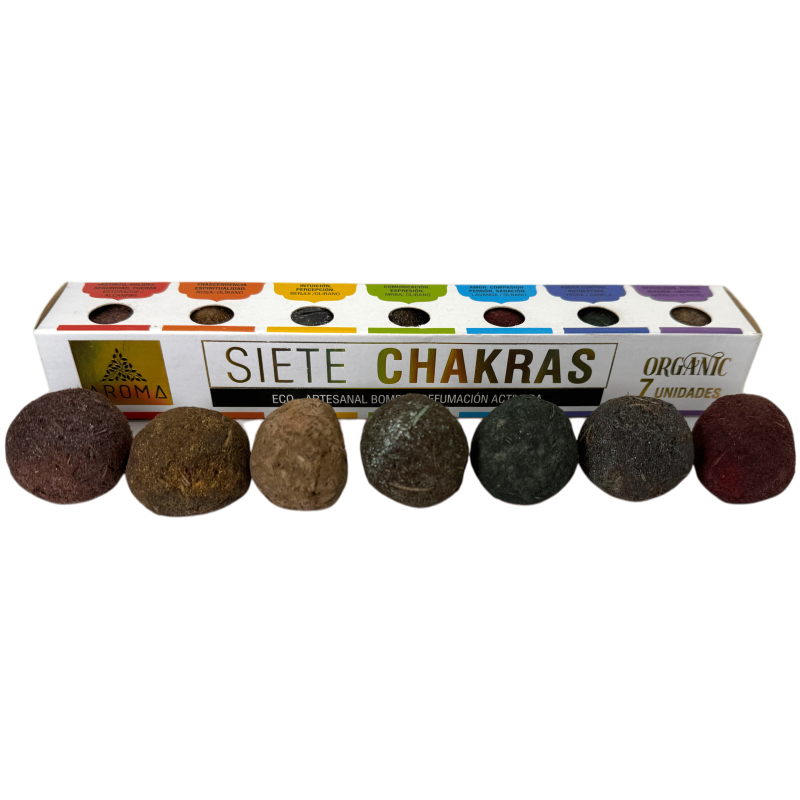 Sette Chakra Bombe Profumate Attivate Fragranze Aromatiche - 7 Bombe di Incenso Biologico-Aroma Fragranze Bombe di defumazione-HOSTENATURA