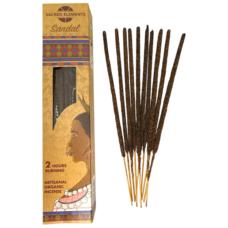 Tămâie din lemn de santal ELEMENTE SACRE HEM - 10 bețișoare organice artizanale-ELEMENTE SACRE DE TAMĂIE HEM-HOSTENATURA