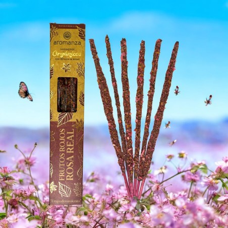 Organiczne Czerwone Owoce i Królewska Róża z Płatkami Róż Aromanza Argentyna - 6 naturalnych patyczków - Empowerment