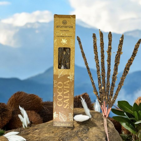 Organic Coconut and Sage Smokehouse with Natural Herb Petals Aromanza Argentina - 6 natural sticks - Inner Peace
