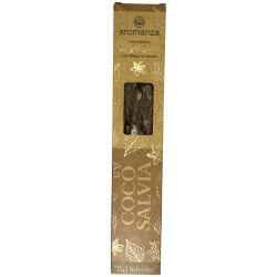 Sahumerio Orgánico Coco y Salvia con Pétalos de Hierbas Naturales Aromanza Argentina - 6 varillas naturales - Paz Interior