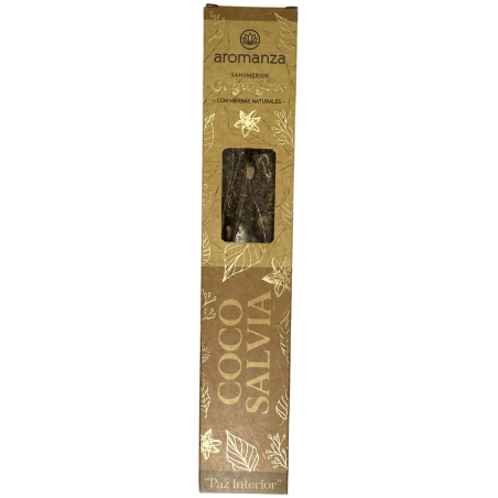 Ekologiskt kokosnöts- och salviarökeri med naturliga örtblad Aromanza Argentina - 6 naturliga pinnar - Inner Peace