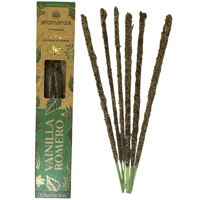 Sahumerio Orgánico Vainilla y Romero con Hojas de Romero Aromanza Argentina - 6 varillas naturales - Liberación-Sahumerios Orgánicos Aromanza Argentina-HOSTENATURA