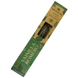 Sahumerio Orgánico Vainilla y Romero con Hojas de Romero Aromanza Argentina - 6 varillas naturales - Liberación