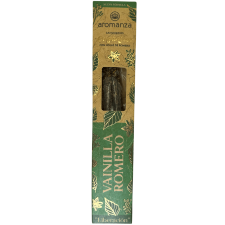 Incenso Orgânico de Baunilha e Alecrim com Folhas de Alecrim Aromanza Argentina - 6 palitos naturais - Lançamento